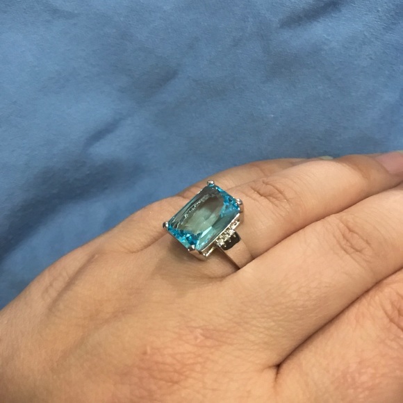 NEW๐๐BRIGHT! TOPAZ BLUE STUNNER๐๐EMERALD CUT 7 - Picture 7 of 8